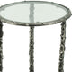 2pc End Table Set | Round Glass Top | Forged Antique Silver Metal Finish