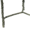 2pc End Table Set | Round Glass Top | Forged Antique Silver Metal Finish