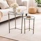2pc End Table Set | Round Glass Top | Forged Antique Silver Metal Finish