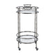 2 Tier Rolling Bar Cart | Glass Shelves | 30" Bamboo Design Silver Metal