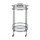 2 Tier Rolling Bar Cart | Glass Shelves | 30" Bamboo Design Silver Metal