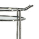 2 Tier Rolling Bar Cart | Glass Shelves | 30" Bamboo Design Silver Metal