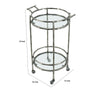 2 Tier Rolling Bar Cart | Glass Shelves | 30" Bamboo Design Silver Metal