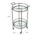 2 Tier Rolling Bar Cart | Glass Shelves | 30" Bamboo Design Silver Metal