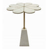 Gony Side End Table | 22" Flower Top | Gold Brass Inlay | White Marble