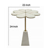 Gony Side End Table | 22" Flower Top | Gold Brass Inlay | White Marble