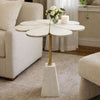 Gony Side End Table | 22" Flower Top | Gold Brass Inlay | White Marble