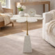 Gony Side End Table | 22" Flower Top | Gold Brass Inlay | White Marble
