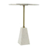 Gony Side End Table | 18" Round Zig Zag Top | Brass Inlay | White Marble