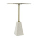 Gony Side End Table | 18" Round Zig Zag Top | Brass Inlay | White Marble
