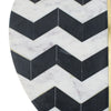 Gony Side End Table | 18" Round Zig Zag Top | Brass Inlay | White Marble