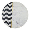 Gony Side End Table | 18" Round Zig Zag Top | Brass Inlay | White Marble