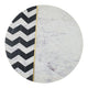 Gony Side End Table | 18" Round Zig Zag Top | Brass Inlay | White Marble