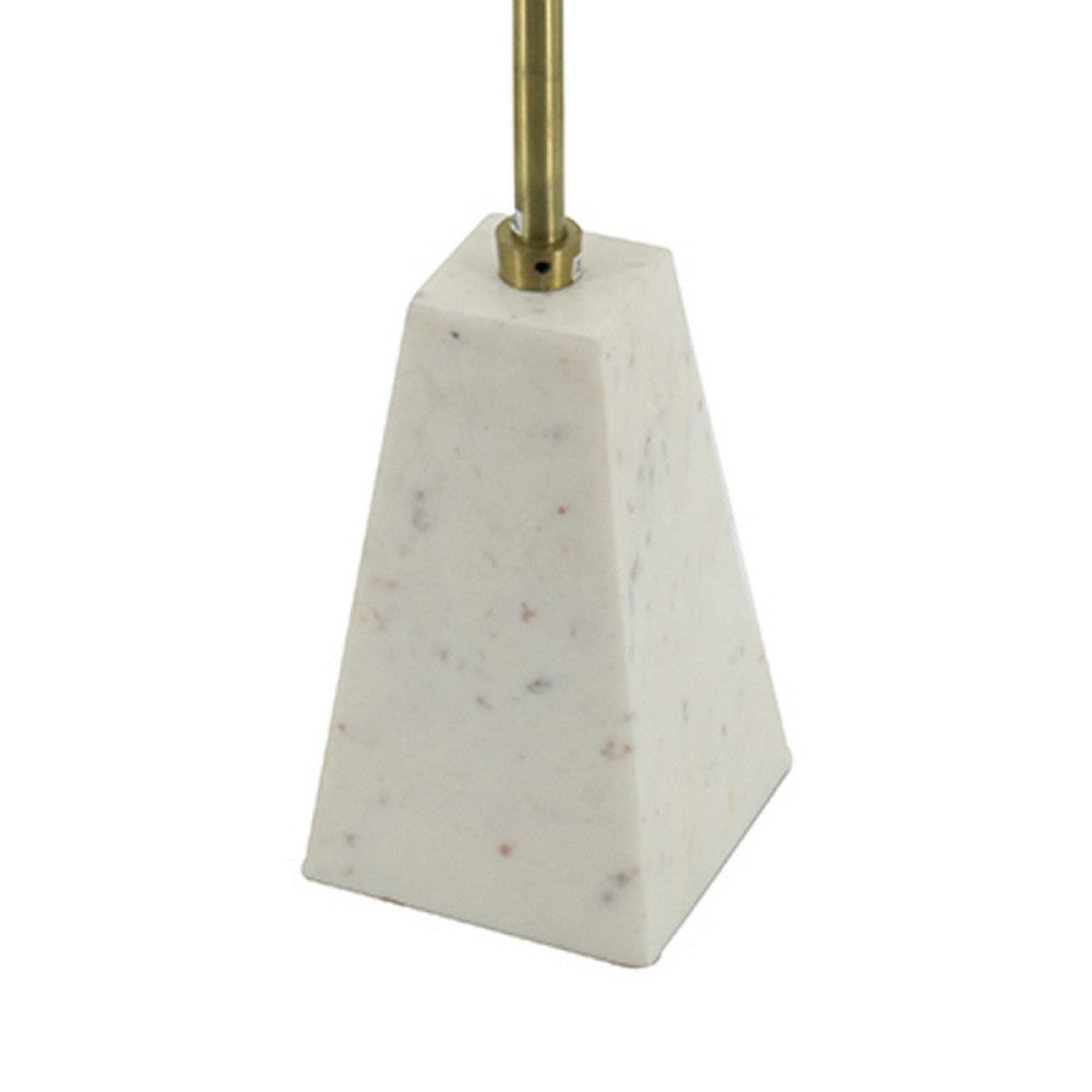 Gony Side End Table | 18" Round Zig Zag Top | Brass Inlay | White Marble