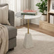 Gony Side End Table | 18" Round Zig Zag Top | Brass Inlay | White Marble