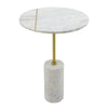 Gony Side End Table | 16" Round | Brass Inlay | White Marble Pedestal