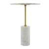 Gony Side End Table | 16" Round | Brass Inlay | White Marble Pedestal