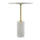 Gony Side End Table | 16" Round | Brass Inlay | White Marble Pedestal