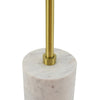 Gony Side End Table | 16" Round | Brass Inlay | White Marble Pedestal