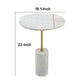 Gony Side End Table | 16" Round | Brass Inlay | White Marble Pedestal
