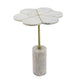 Gony Side End Table | 16" Flower Top | Brass Inlay | White Marble