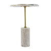 Gony Side End Table | 16" Flower Top | Brass Inlay | White Marble
