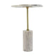 Gony Side End Table | 16" Flower Top | Brass Inlay | White Marble