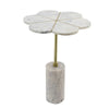 Gony Side End Table | 16" Flower Top | Brass Inlay | White Marble