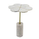 Gony Side End Table | 16" Flower Top | Brass Inlay | White Marble