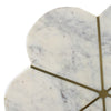 Gony Side End Table | 16" Flower Top | Brass Inlay | White Marble
