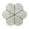 Gony Side End Table | 16" Flower Top | Brass Inlay | White Marble