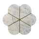 Gony Side End Table | 16" Flower Top | Brass Inlay | White Marble