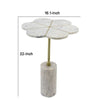 Gony Side End Table | 16" Flower Top | Brass Inlay | White Marble