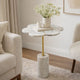 Gony Side End Table | 16" Flower Top | Brass Inlay | White Marble