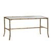 Coffee Table | 36" Rectangular Glass Top | Antique Gold Iron Frame