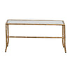 Coffee Table | 36" Rectangular Glass Top | Antique Gold Iron Frame