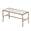 Coffee Table | 36" Rectangular Glass Top | Antique Gold Iron Frame