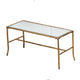 Coffee Table | 36" Rectangular Glass Top | Antique Gold Iron Frame