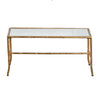 Coffee Table | 36" Rectangular Glass Top | Antique Gold Iron Frame