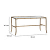 Coffee Table | 36" Rectangular Glass Top | Antique Gold Iron Frame