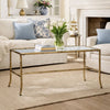 Coffee Table | 36" Rectangular Glass Top | Antique Gold Iron Frame