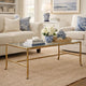 Coffee Table | 36" Rectangular Glass Top | Antique Gold Iron Frame