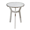 Side End Table | 18" Round White Marble Top | Silver Steel X Base
