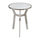 Side End Table | 18" Round White Marble Top | Silver Steel X Base