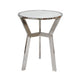 Side End Table | 18" Round White Marble Top | Silver Steel X Base