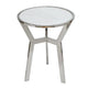 Side End Table | 18" Round White Marble Top | Silver Steel X Base