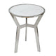 Side End Table | 18" Round White Marble Top | Silver Steel X Base