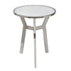 Side End Table | 18" Round White Marble Top | Silver Steel X Base