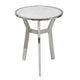 Side End Table | 18" Round White Marble Top | Silver Steel X Base