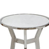 Side End Table | 18" Round White Marble Top | Silver Steel X Base